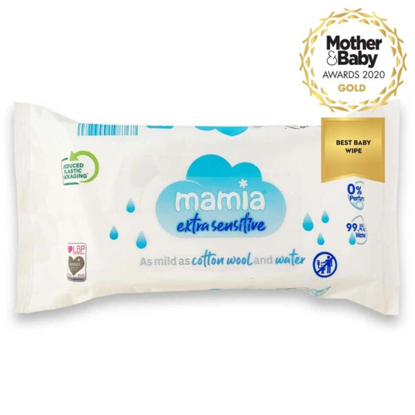 Drėgnos servetėlės Mamia Extra Sensitive – 60 vnt