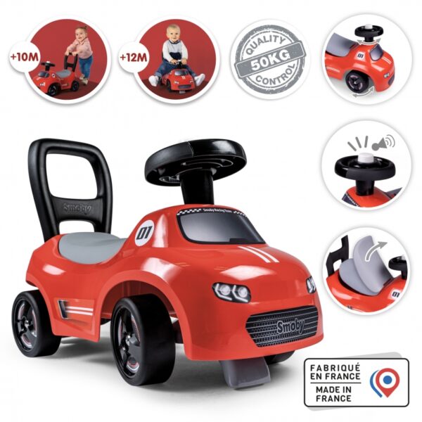 Paspiriamas automobilis - vaikštynė Smoby Little ,raudonas - Image 2