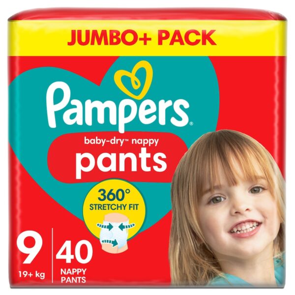 9 dydis Pampers Baby dry pants 19+kg 40 vnt