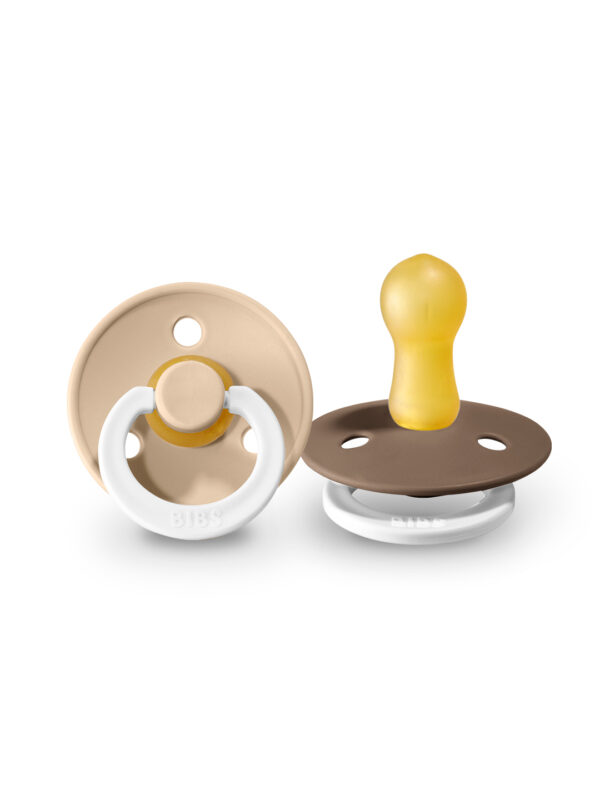 BIBS čiulptukai Round Vanilla / Dark Oak glow 0-6 mėn