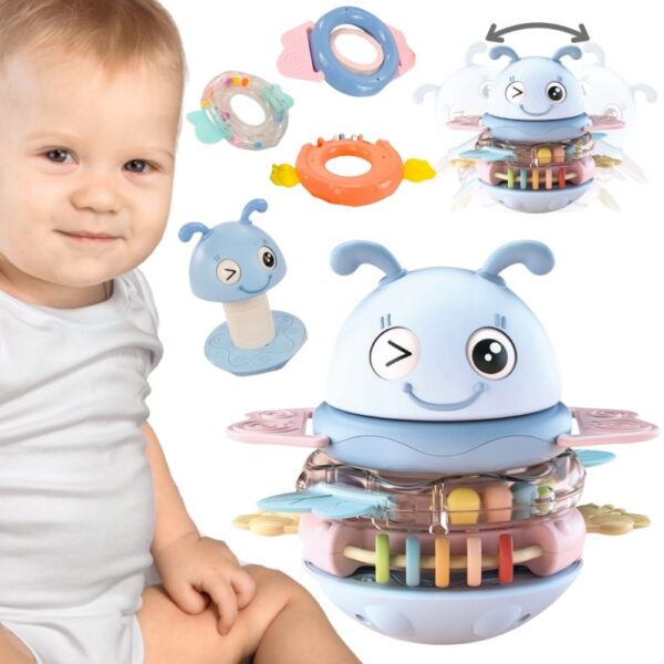 WOOPIE Baby sensorinis žaislas 2 viename barškutis - kramtukas ,mėlynas - Image 3