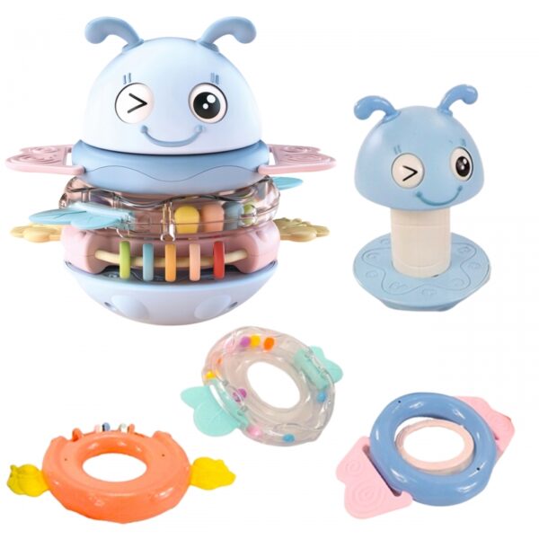 WOOPIE Baby sensorinis žaislas 2 viename barškutis - kramtukas ,mėlynas - Image 4