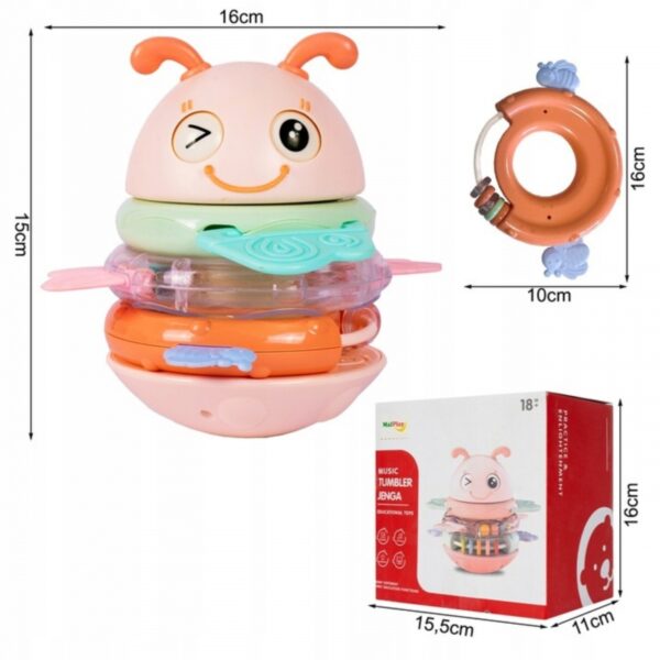 WOOPIE Baby sensorinis žaislas 2 viename barškutis - kramtukas ,rožinis - Image 6