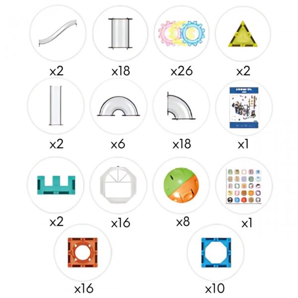 WOOPIE magnetinis konstruktorius 3D edukacinis rinkinys su kamuoliukų trasa 126 vnt. - Image 7