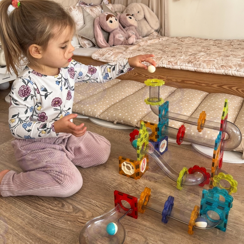 WOOPIE magnetiniai konstruktoriai 3D edukacinis rinkinys kamuoliukų trasa, 113 vnt. - Image 2