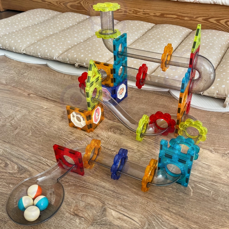 WOOPIE magnetiniai konstruktoriai 3D edukacinis rinkinys kamuoliukų trasa, 113 vnt. - Image 3