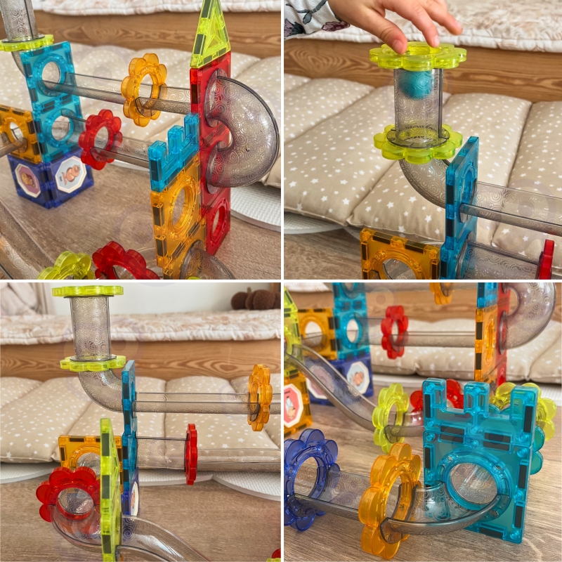 WOOPIE magnetiniai konstruktoriai 3D edukacinis rinkinys kamuoliukų trasa, 113 vnt. - Image 5