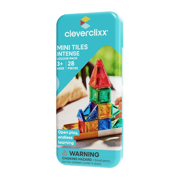 CLEVERCLIXX Cleverclixx Mini Tiles Intense – 28 dalių magnetinis konstruktorius