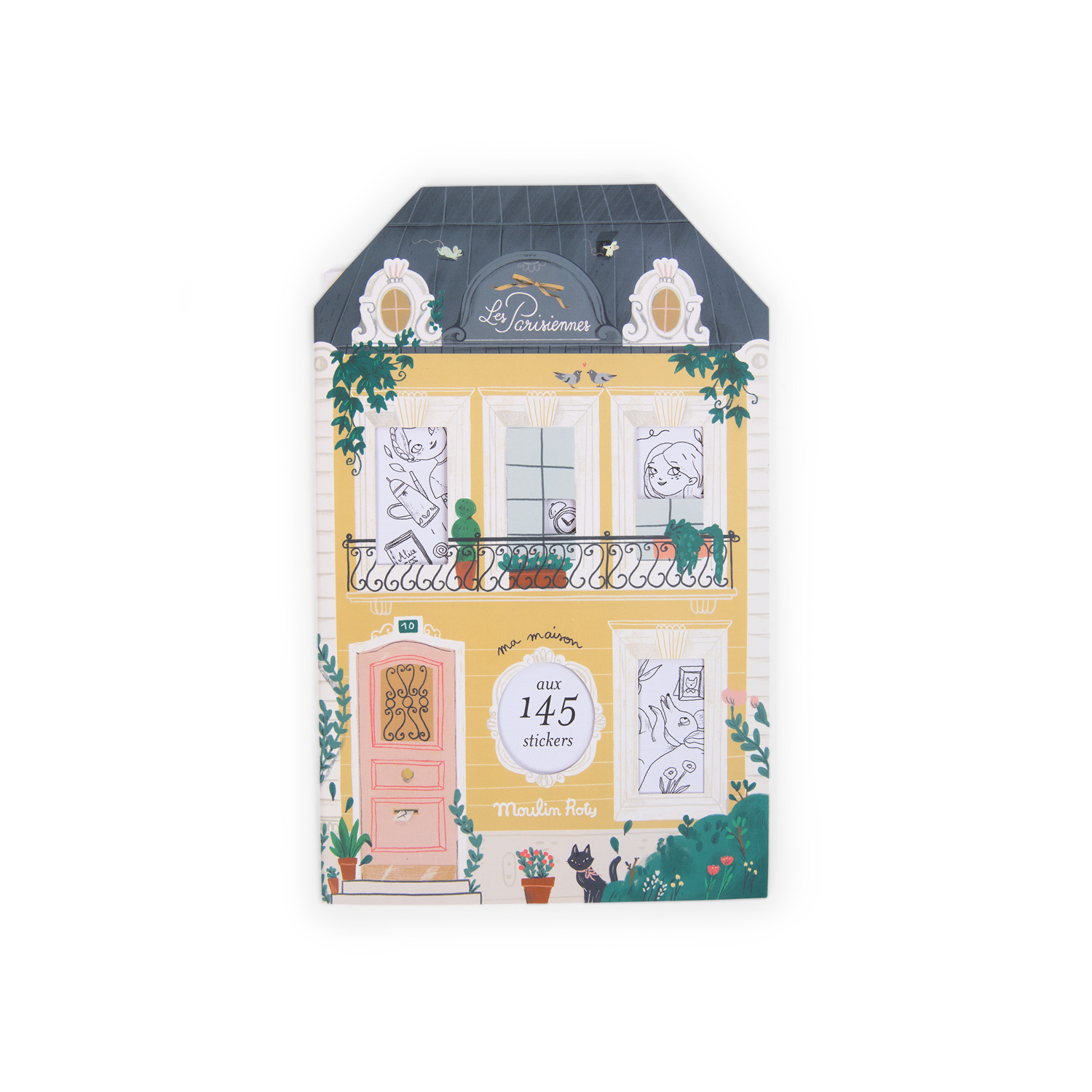 Moulin Roty Spalvinimo knygelė + 145 lipdukai (20 p) Les Parisiennes