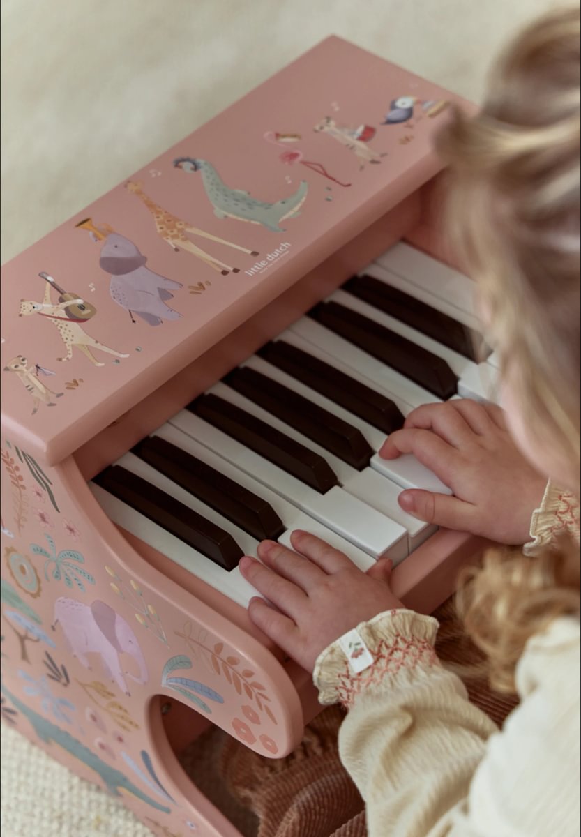 Little Dutch vaikiškas pianinas Safari Friends, rožinis - Image 9