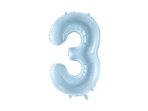 Folijos balionas „3“, 72 cm, šviesiai mėlynas