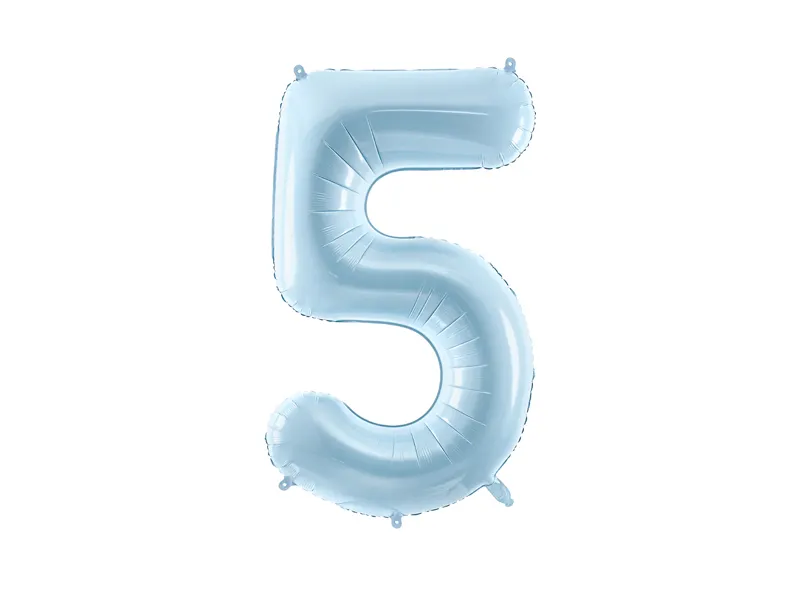 Folijos balionas „5“, 72 cm, šviesiai mėlynas